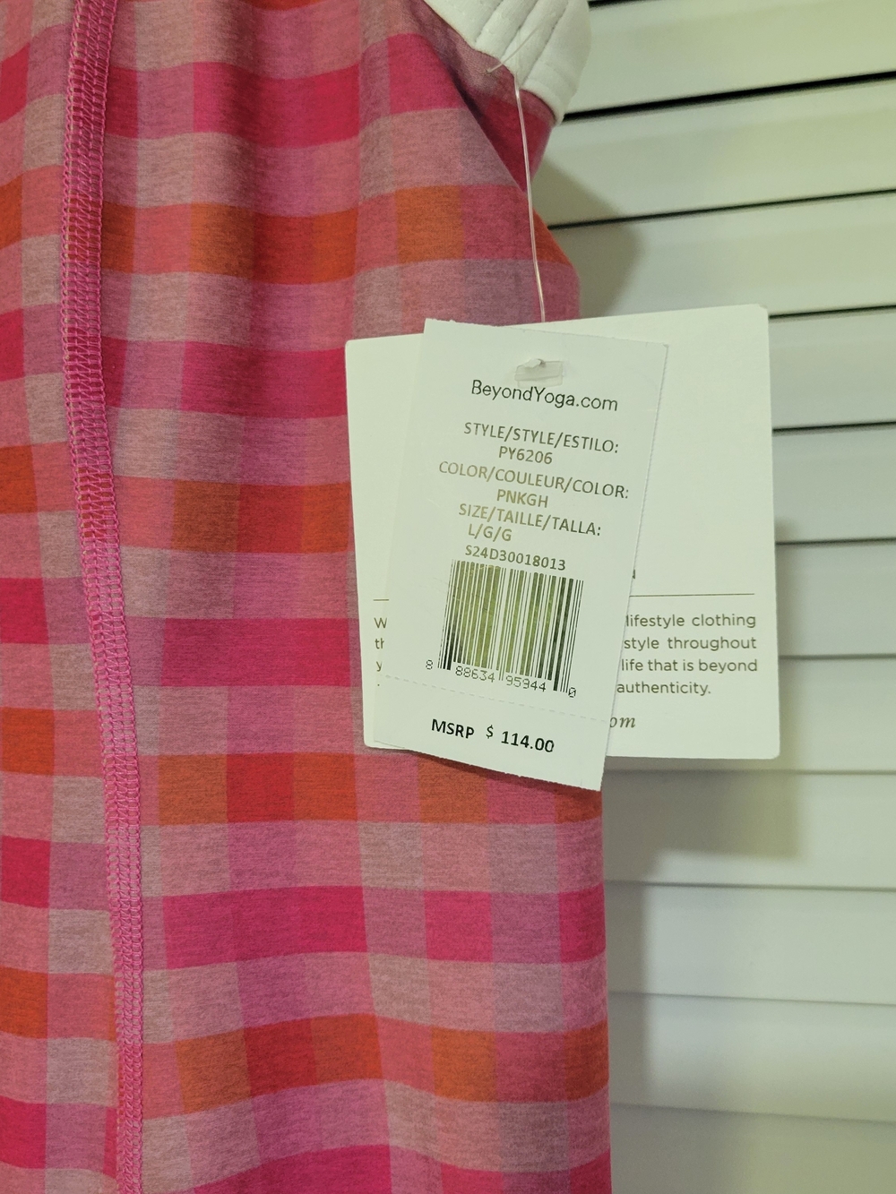 Beyond Yoga Dress Women's Medium Pink Gingham Plaid SoftMark Outlines Athletic - Picture 7 of 11